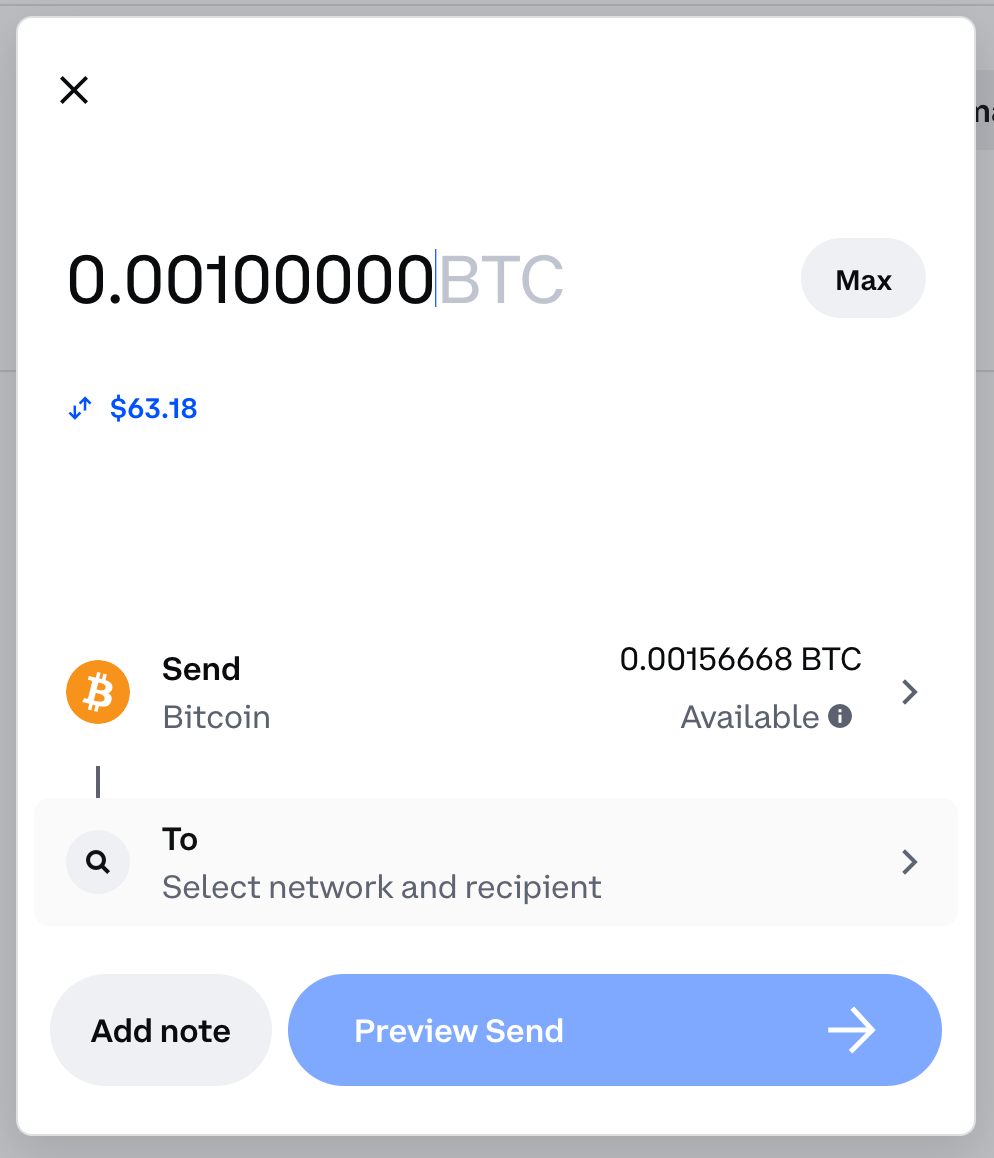 Select to Send BTC