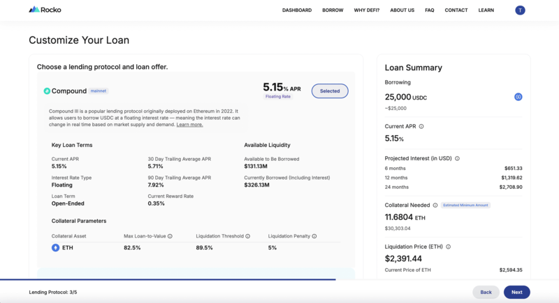 Selecting a lending protocol and loan offer